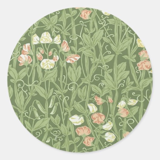 William Morris Sweet Pea Floral Design Ronde Sticker (Voorkant)