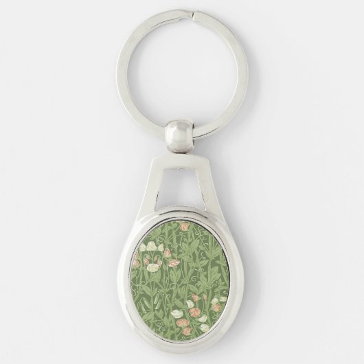 William Morris Sweet Pea Floral Design Sleutelhanger (Voorkant)