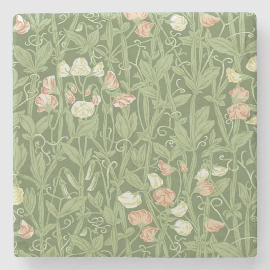 William Morris Sweet Pea Floral Design Stenen Onderzetter (Voorkant)