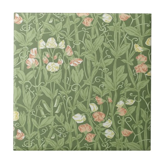 William Morris Sweet Pea Floral Design Tegeltje (Voorkant)