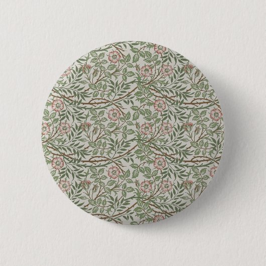 William Morris Sweetbriar Floral Art Nouveau Ronde Button 5,7 Cm (Voorkant)