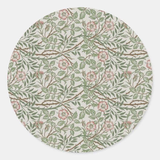 William Morris Sweetbriar Floral Art Nouveau Ronde Sticker (Voorkant)
