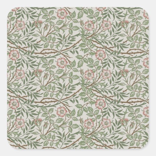 William Morris Sweetbriar Floral Art Nouveau Vierkante Sticker (Voorkant)