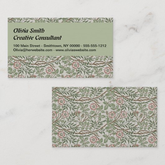 William Morris Sweetbriar Floral Art Nouveau Visitekaartje (Voorkant / Achterkant)