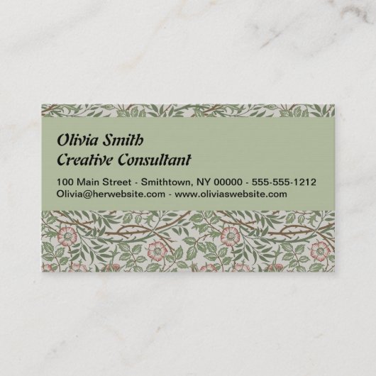 William Morris Sweetbriar Floral Art Nouveau Visitekaartje (Voorkant)