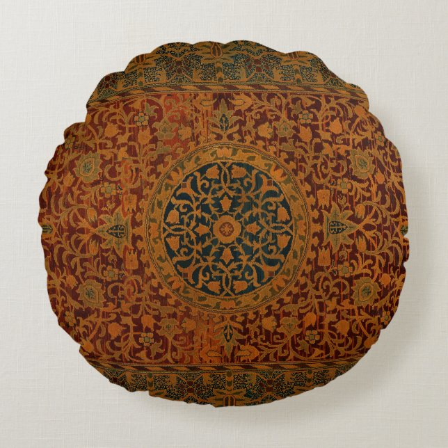 William Morris Tapijt Tapijt Tapijt Rug Rond Kussen (Voorkant)