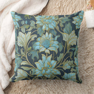 William Morris Teal Bloemen Kussen