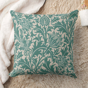 William Morris Teal Blue Distel Vintage Behang Kussen