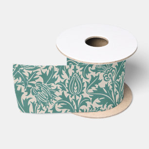 William Morris Teal Blue Distel Vintage Behang Satijnen Lint