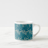 William Morris Tealish Blue Tulip met Monogram Espresso Kop (Rechts)