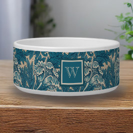 William Morris Tealish Blue Tulip met Monogram Voerbakje