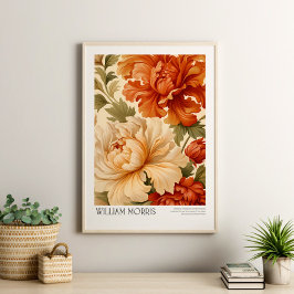 William Morris Terracotta Sage Peonies Poster