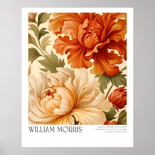 William Morris Terracotta Sage Peonies Poster (Voorkant)