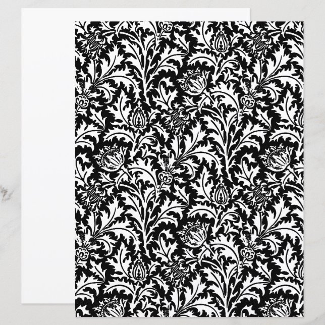 William Morris Thistle Damask, Black and White (Voorkant / Achterkant)