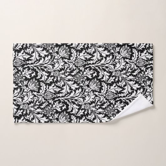 William Morris Thistle Damask, Black and White Bad Handdoek (Handdoek)