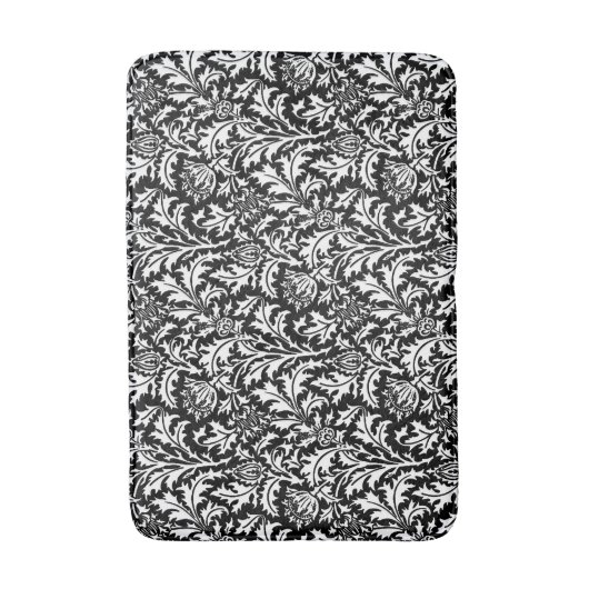 William Morris Thistle Damask, Black and White Badmat (Voorkant Verticaal)