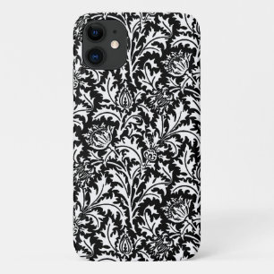 William Morris Thistle Damask, Black and White Case-Mate iPhone Case