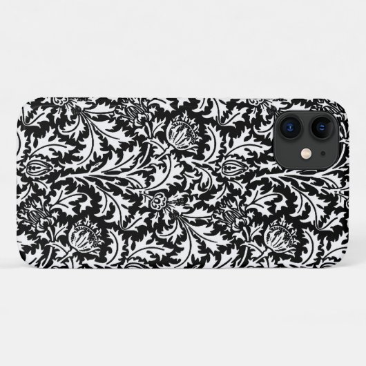 William Morris Thistle Damask, Black and White Case-Mate iPhone Case (Achterkant (horizontaal))