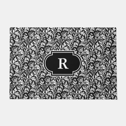 William Morris Thistle Damask, Black and White Deurmat (Voorkant)
