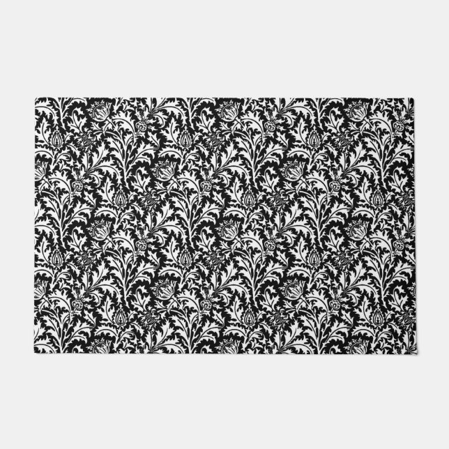 William Morris Thistle Damask, Black and White Deurmat (Voorkant)