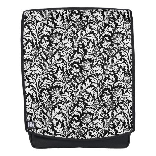 William Morris Thistle Damask, Black and White Rugtassen (Voorkant)