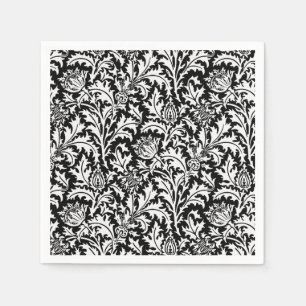 William Morris Thistle Damask, Black and White Servet