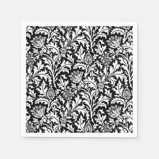 William Morris Thistle Damask, Black and White Servet (Voorkant)
