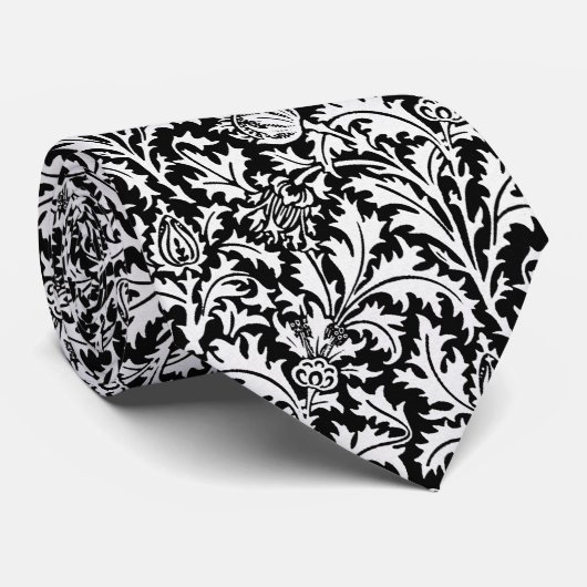 William Morris Thistle Damask, Black and White Stropdas (Opgerold)