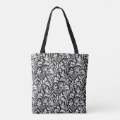 William Morris Thistle Damask, Black and White Tote Bag (Achterkant)