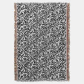 William Morris Thistle Damask, Black on White Deken (Voorkant Verticaal)