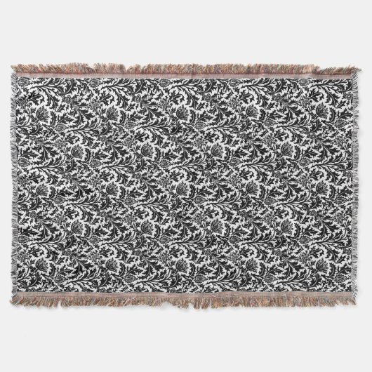 William Morris Thistle Damask, Black on White Deken (Voorkant)