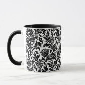 William Morris Thistle Damask, Black on White Mok (Links)