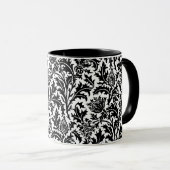 William Morris Thistle Damask, Black on White Mok (Voorkant rechts)