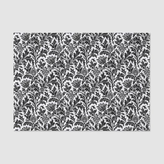 William Morris Thistle Damask, Black on White Tissuepapier (Voorkant)