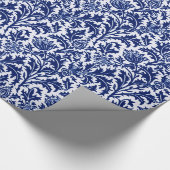 William Morris Thistle Damask, Cobalt Blue en Whit Cadeaupapier (Hoek)