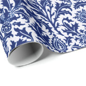 William Morris Thistle Damask, Cobalt Blue en Whit Cadeaupapier (Rol Hoek)