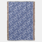 William Morris Thistle Damask, Cobalt Blue en Whit Deken (Voorkant Verticaal)