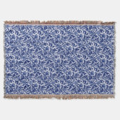 William Morris Thistle Damask, Cobalt Blue en Whit Deken (Voorkant)