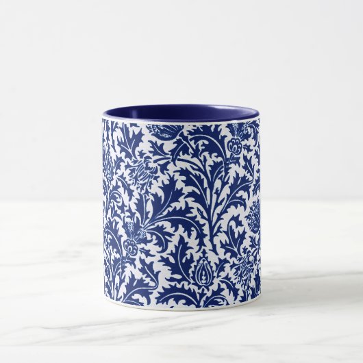 William Morris Thistle Damask, Cobalt Blue en Whit Mok (Midden)