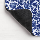 William Morris Thistle Damask, Cobalt Blue en Whit Muismat (Hoek)