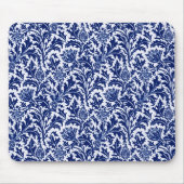 William Morris Thistle Damask, Cobalt Blue en Whit Muismat (Voorkant)