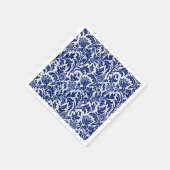 William Morris Thistle Damask, Cobalt Blue en Whit Servet (Hoek)