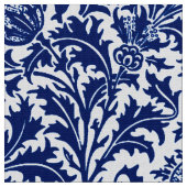 William Morris Thistle Damask, Cobalt Blue en Whit Stof (Close Up)