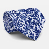 William Morris Thistle Damask, Cobalt Blue en Whit Stropdas (Opgerold)