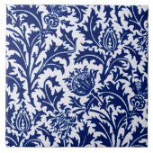 William Morris Thistle Damask, Cobalt Blue en Whit Tegeltje (Voorkant)