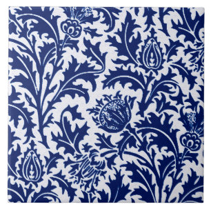 William Morris Thistle Damask, Cobalt Blue en Whit Tegeltje