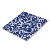 William Morris Thistle Damask, Cobalt Blue en Whit Tegeltje (Zijkant)