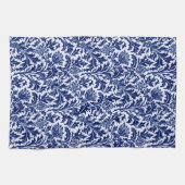 William Morris Thistle Damask, Cobalt Blue en Whit Theedoek (Horizontaal)