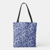 William Morris Thistle Damask, Cobalt Blue en Whit Tote Bag (Achterkant)