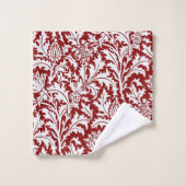 William Morris Thistle Damask, Dark Red & White Bad Handdoek (Wasdoekje)